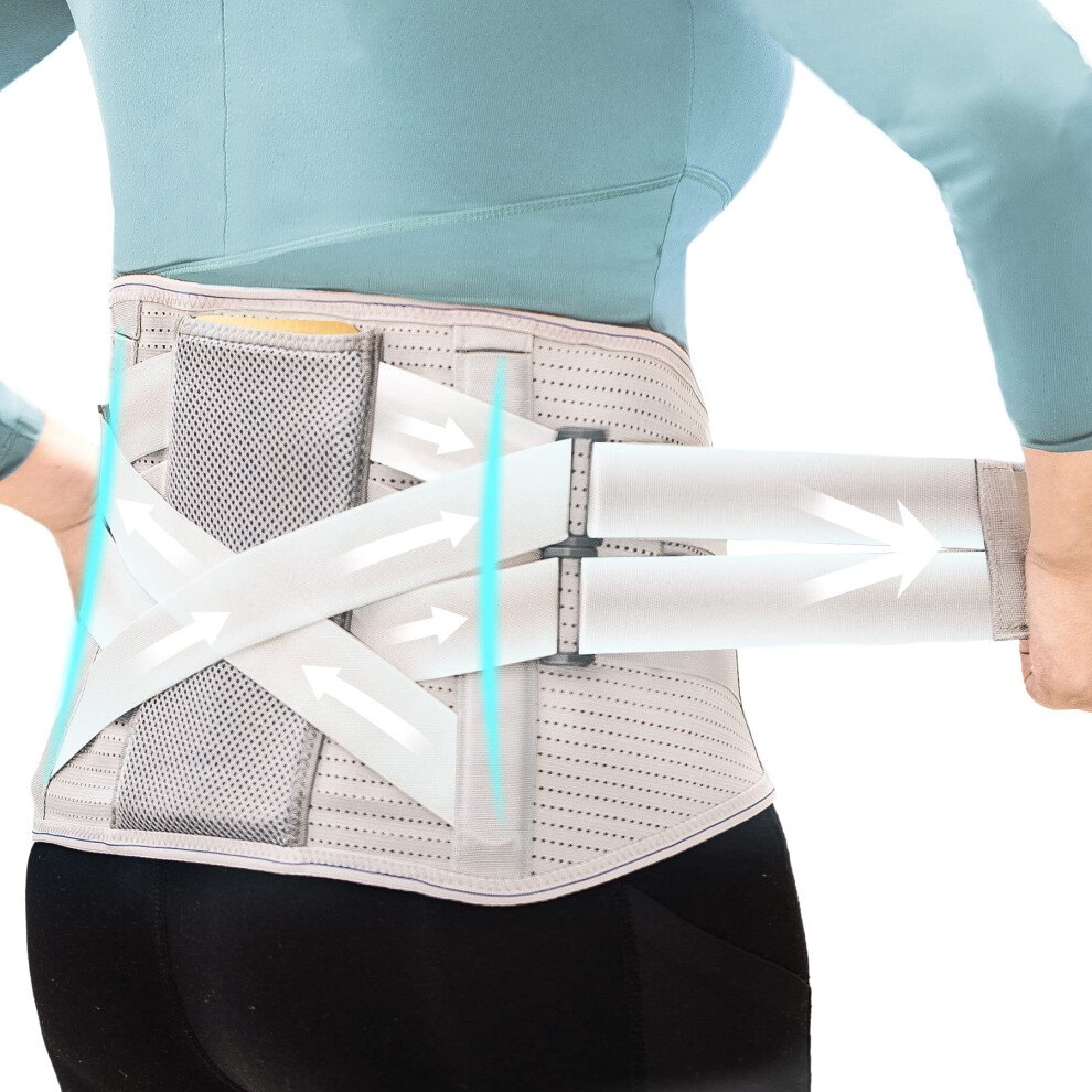 Adjustable Lumbar Support Back Brace for Lower Back Pain Relief and Heavy Lifting with 360 Compression (XL)