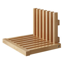 Folding Wooden Stool Wall Mounted Space Saving Bathroom and Porch Chair with Natural Wood Finish