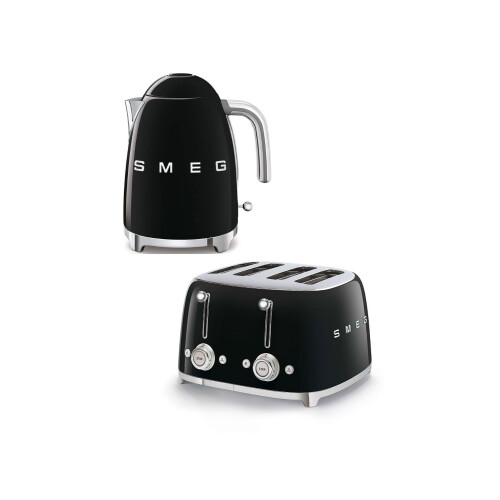 Smeg (Black) Smeg Bundle Set TSF03 4-Slice Toaster & KLF03 Kettle Bundle Set