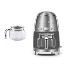 (Stainless Steel) Smeg DCF02 Drip Filter Coffee Machine +DCG01 Glass Carafe Spare Jug Bundle