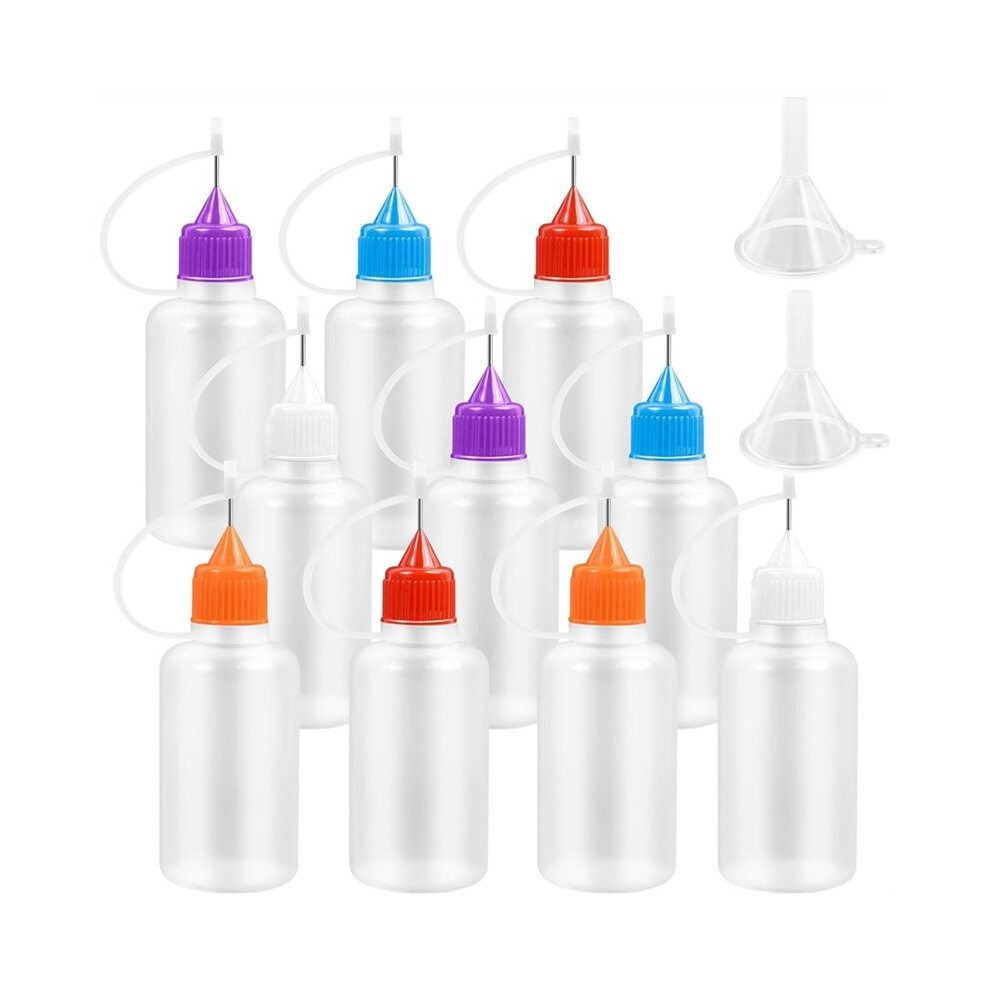 10Pcs 30Ml Tip Glue Bottle, Tip Applicator Bottle With 2 Funnel, For Glue,Liquid,Oil, Diy Crafts Etc Multicolor 6033340145630