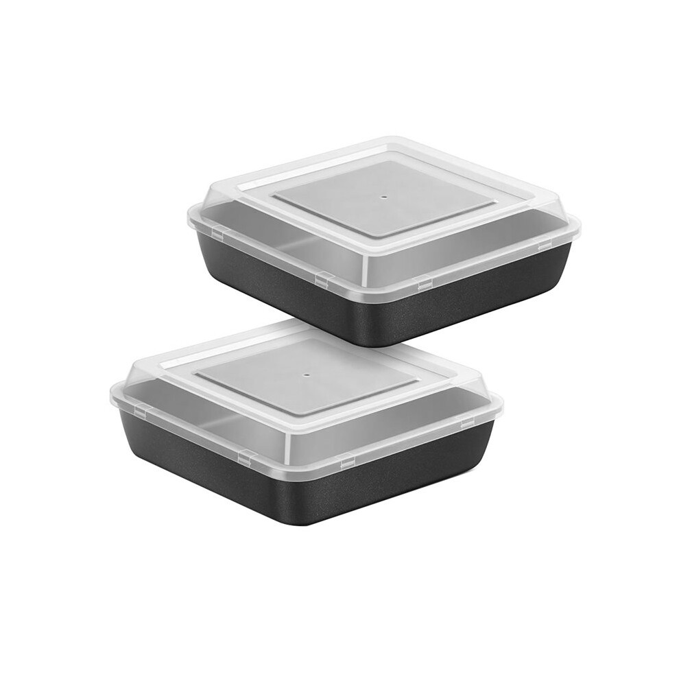 2Pcs 8X8 Inch Square Baking Pan With Lid Set, Nonstick Square Cake Pans Metal Bakeware For Oven Cooking Lasagna Brownies 6032617204469