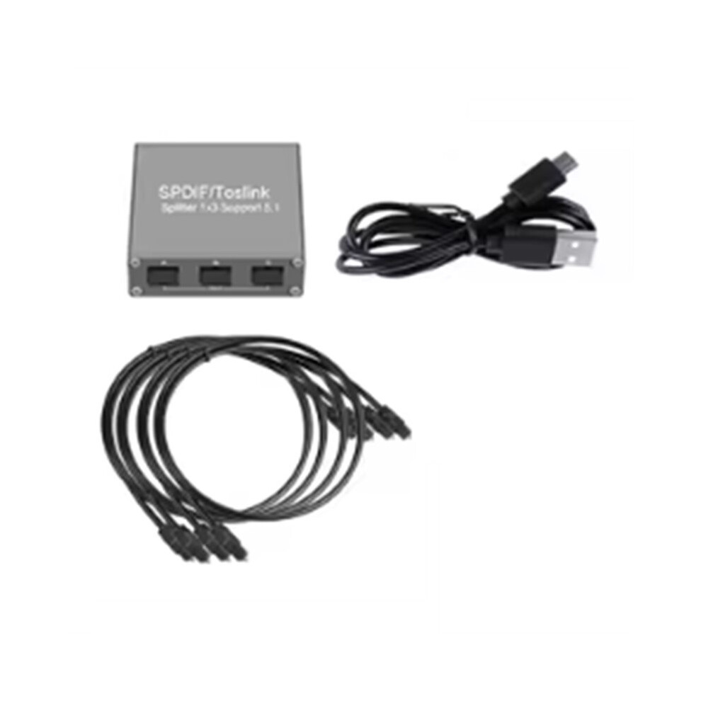 Digital Audio Splitter 1X3 Spdif Toslink Optical 3 Way Adapter Suppoort Lpcm 2.0 Dts Dolby-Ac3 For Tv/Amplifier 6032234132008