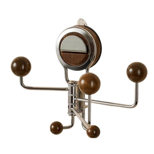 No-Drill Rotating Suction Hooks - Strong Hold, Easy Wall Installatio, Wall Mounted Adjustable with 5 Hooks for Bathroom