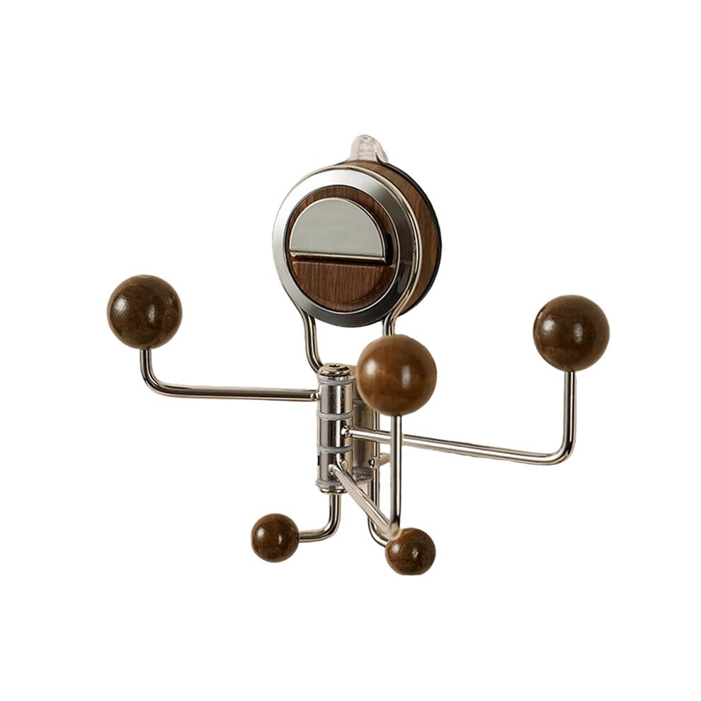Tauoh No-Drill Rotating Suction Hooks - Strong Hold, Easy Wall Installatio, Wall Mounted Adjustable With 5 Hooks For Bathroom