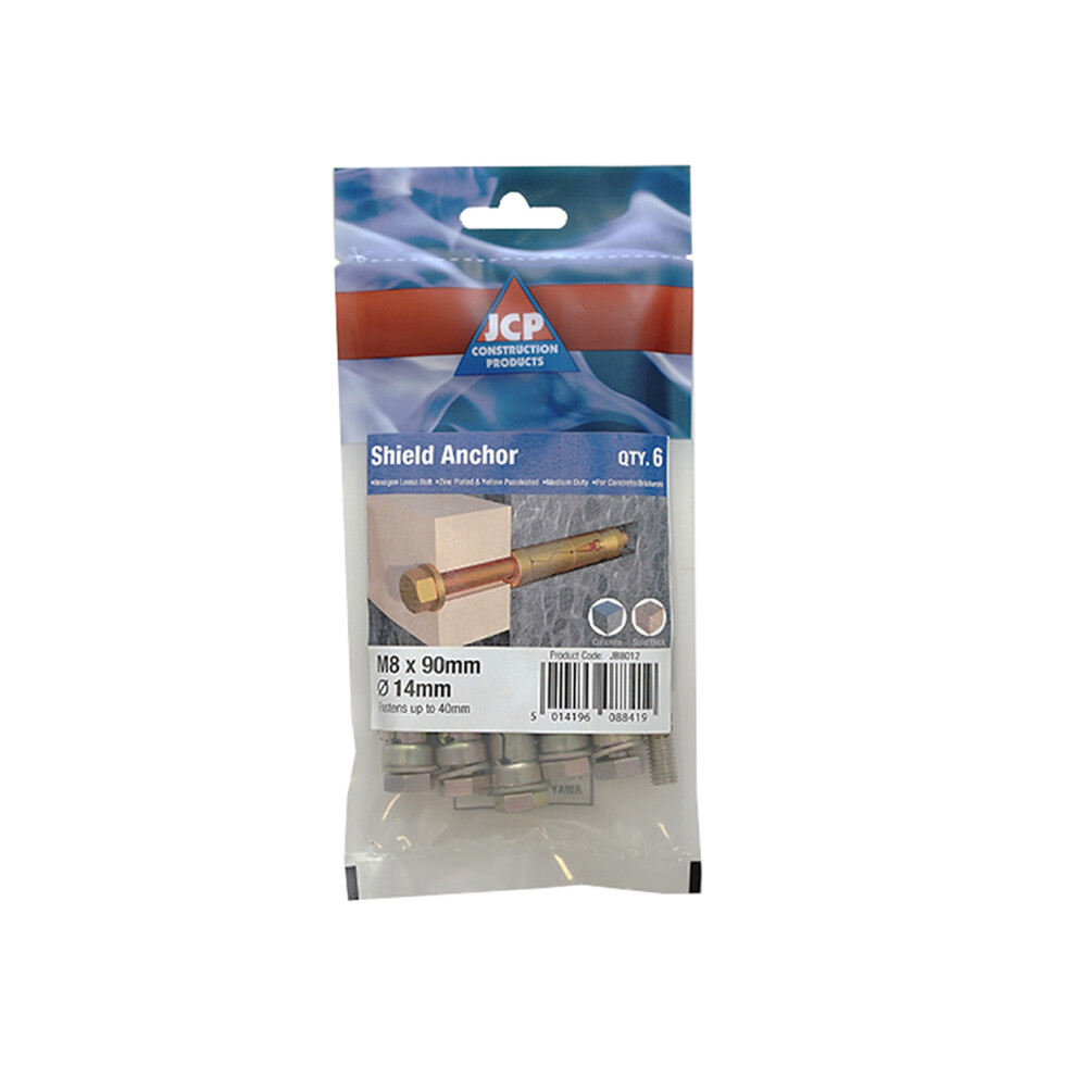 Jcp Fixings Shield Anchors Loose Bolt Zyp M10 X 85/25Mm - Box Of 20 5014196088433