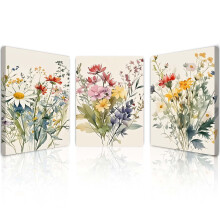 Qiukoo Set of 3 Framed Canvas Wall Art – Floral
