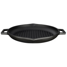 Lava ECO Enameled Cast Iron 12 in. Round Grill Pan, Slate Black