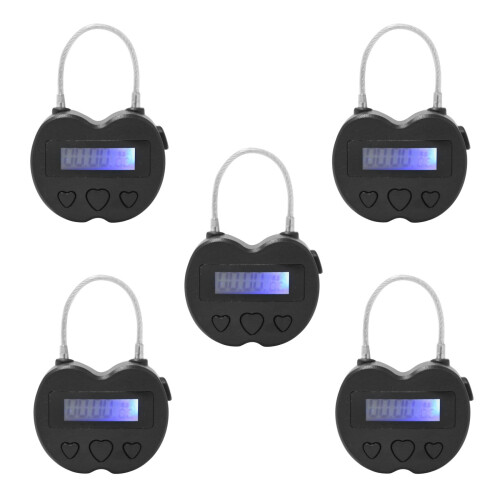 5X   Lock LCD Display  Lock Multifunction Travel Electronic Timer, USB Rechargeable Temporary Timer Padlock