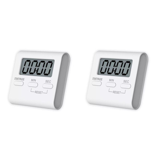 2X Kitchen Timers Large LCD Digital Kitchen Countdown Timer Stopwatch Alarms Convenient Cooking Alarms Clock