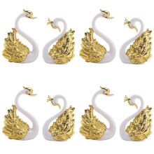 8 Pieces of Swan Ornaments Figurines,Swan Cake Decoration,Car Figurines Decoration,Home Wedding Christmas Decoration A