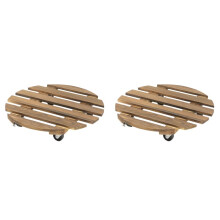 2X Runder Universal-Blumentopf mit Rädern, Holzständer, Blumentopf-Untersatz mit Rädern Ermöglicht das Einfache Bewegen der Topfpflanzen,D