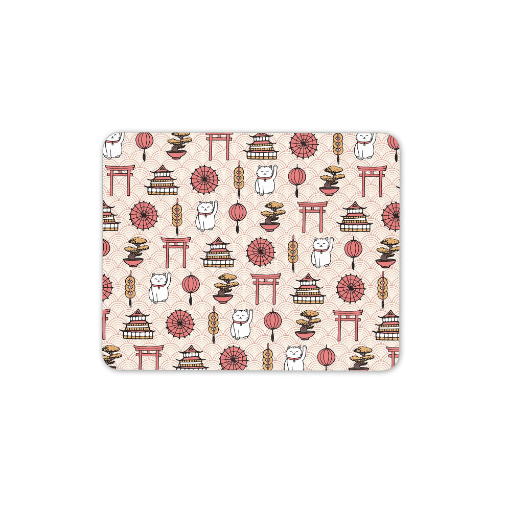 Destination Vinyl Ltd Japanese Theme Mouse Mat Pad - Lucky Cat Japan Bonsai Computer #8789 7625898311620