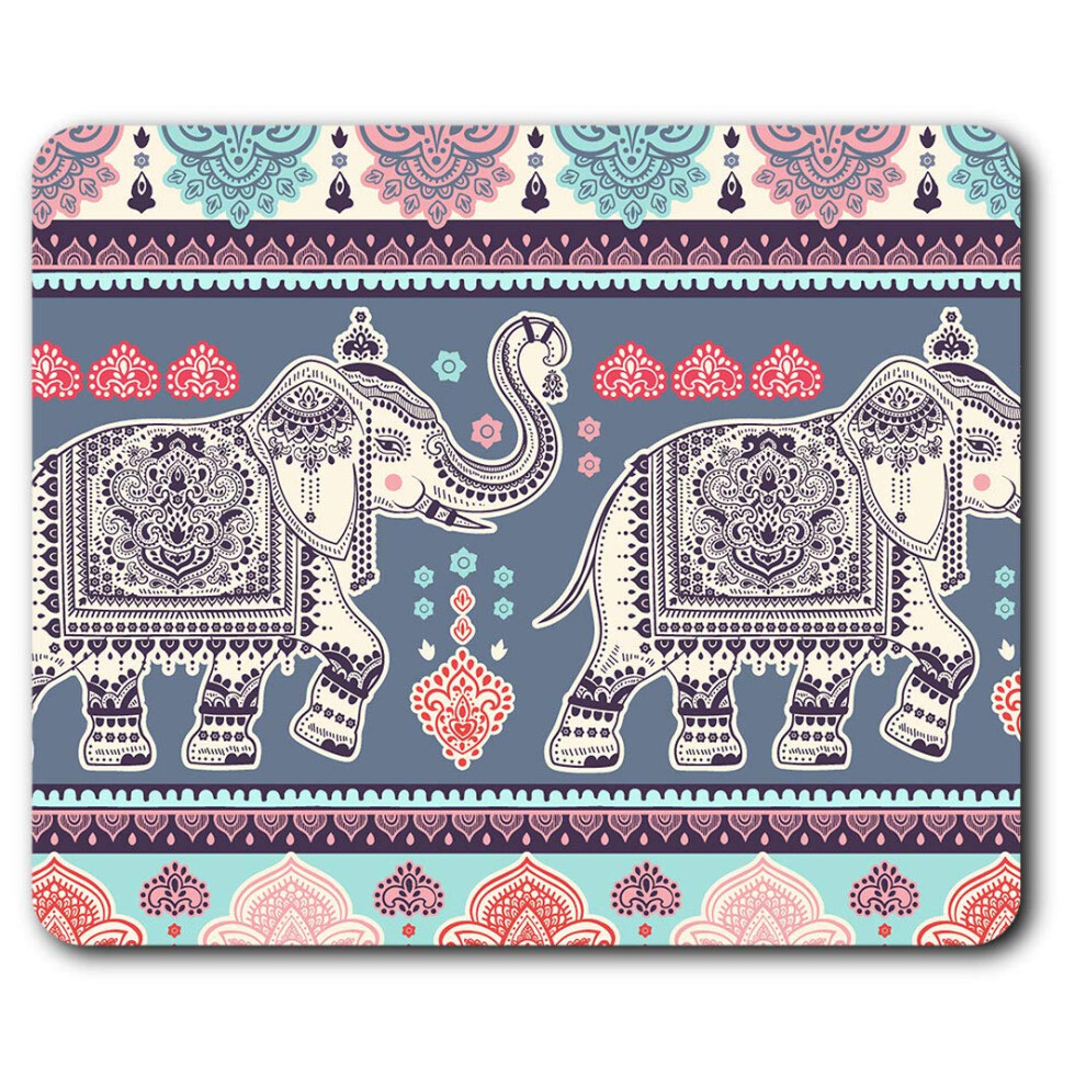 Indian Lotus Elephant Ethnic Mouse Mat Pad Computer Pc Laptop Gaming Office Home Desk Accessory Gadget 2844 7625998904463