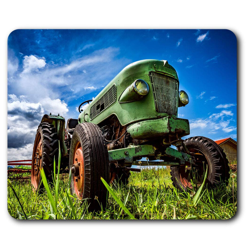 Vintage Tractor Farmer Farm Mouse Mat Pad Computer Pc Laptop Gaming Office Home Desk Accessory Gadget 24621 Green 7625999404078