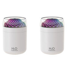 2X Glass Cup Humidifier Colorful Light Bedside Table Decoration Night Light Usb Large Mist Humidifier White