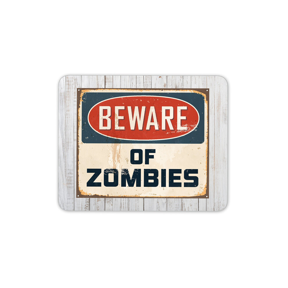 Beware Of Zombies Sign Mouse Mat Pad - Zombie Teenager Gift Pc Computer #4158 7625904358366