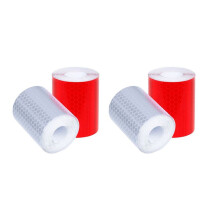 4 Pcs 50mm X 3 Meter Adhesive Tape Warning Tape Reflector Tape Security Marking Tape White and Red