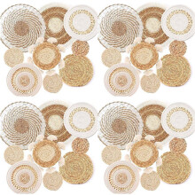 36 Pack Boho Wall Basket Set, Hanging Woven Wall Basket Decor, Seagrass Rattan Wicker Boho Wall Decor