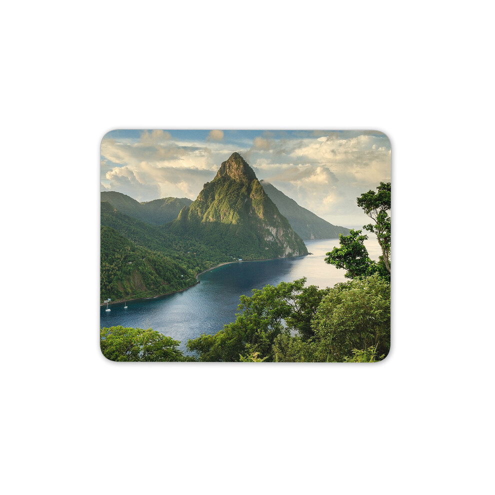 Destination Vinyl Ltd Saint St Lucia Mouse Mat Pad - Piton Mountains Caribbean Fun Gift Computer #8987 7625911041138