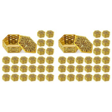 48 Stück Indische Geschenke für Pooja, Große, Ausgehöhlte Sechseckige Bonbonschachteln, Dekorative Bonbonbehälter, Goldene Sechseckige Schachtel