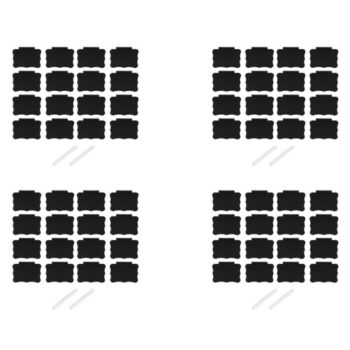 64Pcs Plastic Basket Bin Label Clip  Removable Label Kitchen Pantry Basket Label Clip with 8 Pcs White Chalk Markers