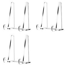 Plate Stands for Display, Clear Acrylic Square Holder Stand Tabletop Picture Frame Stand Easel for Book, Photo 3 Pack