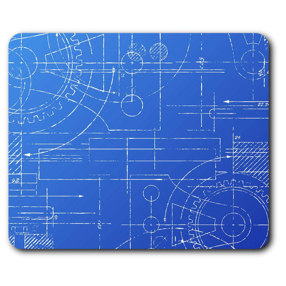 Technical Blueprint Mouse Mat Pad Computer Pc Laptop Gaming Office Home Desk Accessory Gadget 2384 7625998860295