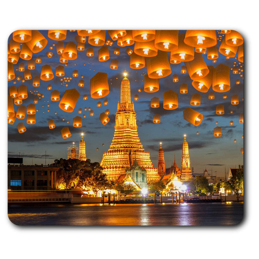 Destination Vinyl Ltd Comfortable Mouse Mat - Wat Arun Temple Bangkok Thailand 23.5 X 19.6 Cm (9.3 X 7.7 Inches) For Computer & Laptop, Office, 7625998594800