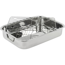 Menax - Stainless Steel Roasting Tin with Rack - Professional Stainless Steel Roasting Tray with Removable Rack - Oven Roasting Pan with Grill - With