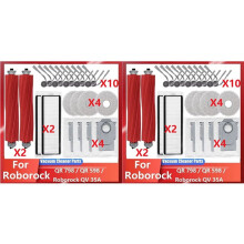 2Conjunto Compatible con para QR 798 / QR 598 / para QV 35A: Rodillo Principal, Cepillo Lateral, Filtro HEPA, Paño de Fregona.