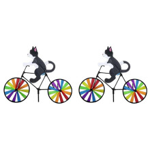 2X Bike Wind Spinner Bike Garden Wind Spinner Ornaments Cute Animal Sculpture Bicycle Spinner Windmill for Lawn A