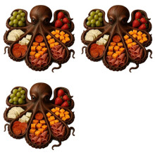3X Octopus Charcuterie Platter, Animal Themed Cheese Bread Board, Novelty Serving Tray Board for Cheese Meats Fruit