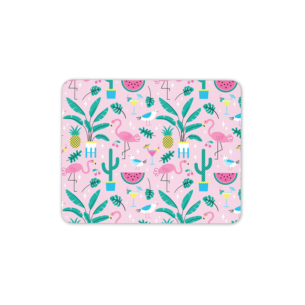 Summer Holiday Fun Beach Flamingo Mouse Mat Pad - Computer #14371 Pink 7625908766112