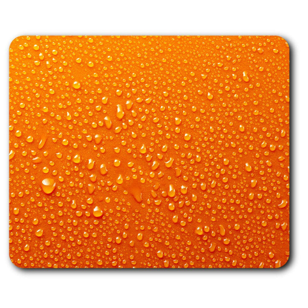 Water Droplets Bright Colour Rain Mouse Mat Pad Computer Pc Laptop Gaming Office Home Desk Accessory Gadget 24411 Orange 7625999383502