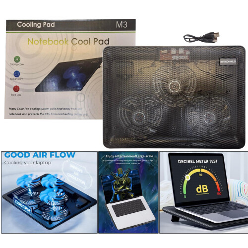 True Face Laptop Cooling Pad 3 Fan USB LED Cooler Stand