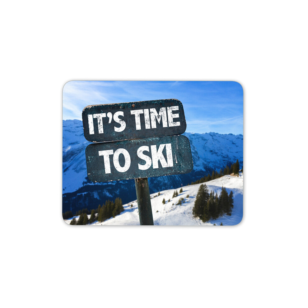 Destination Vinyl Ltd Skiing Mouse Mat Pad - Ski Mountain Sign Snow Fun Computer #13033 7625907673817