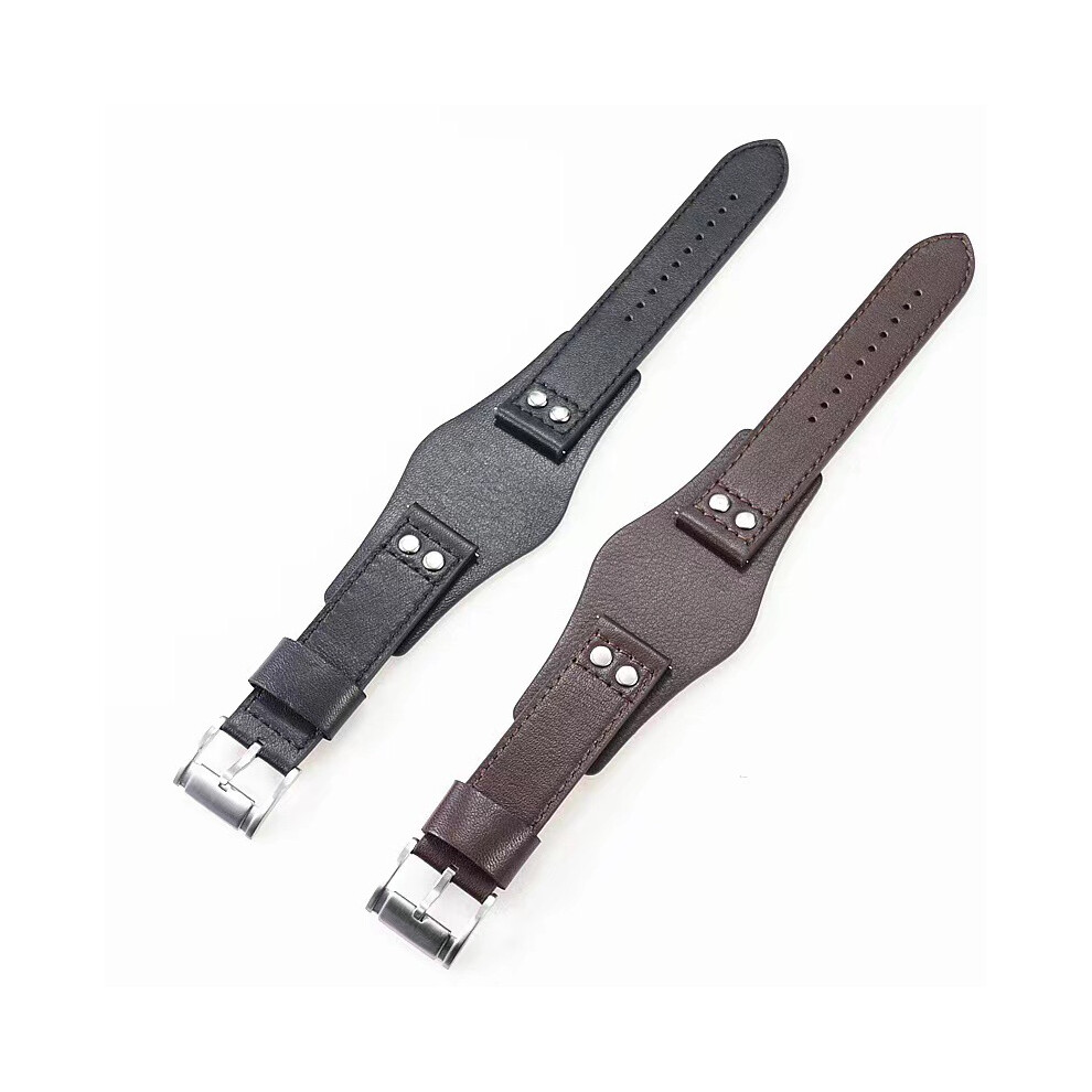 (Black Silver) 22MM Strap For FOSSIL CH2890 CH2592 Black Brown Quick Release Leather Strap