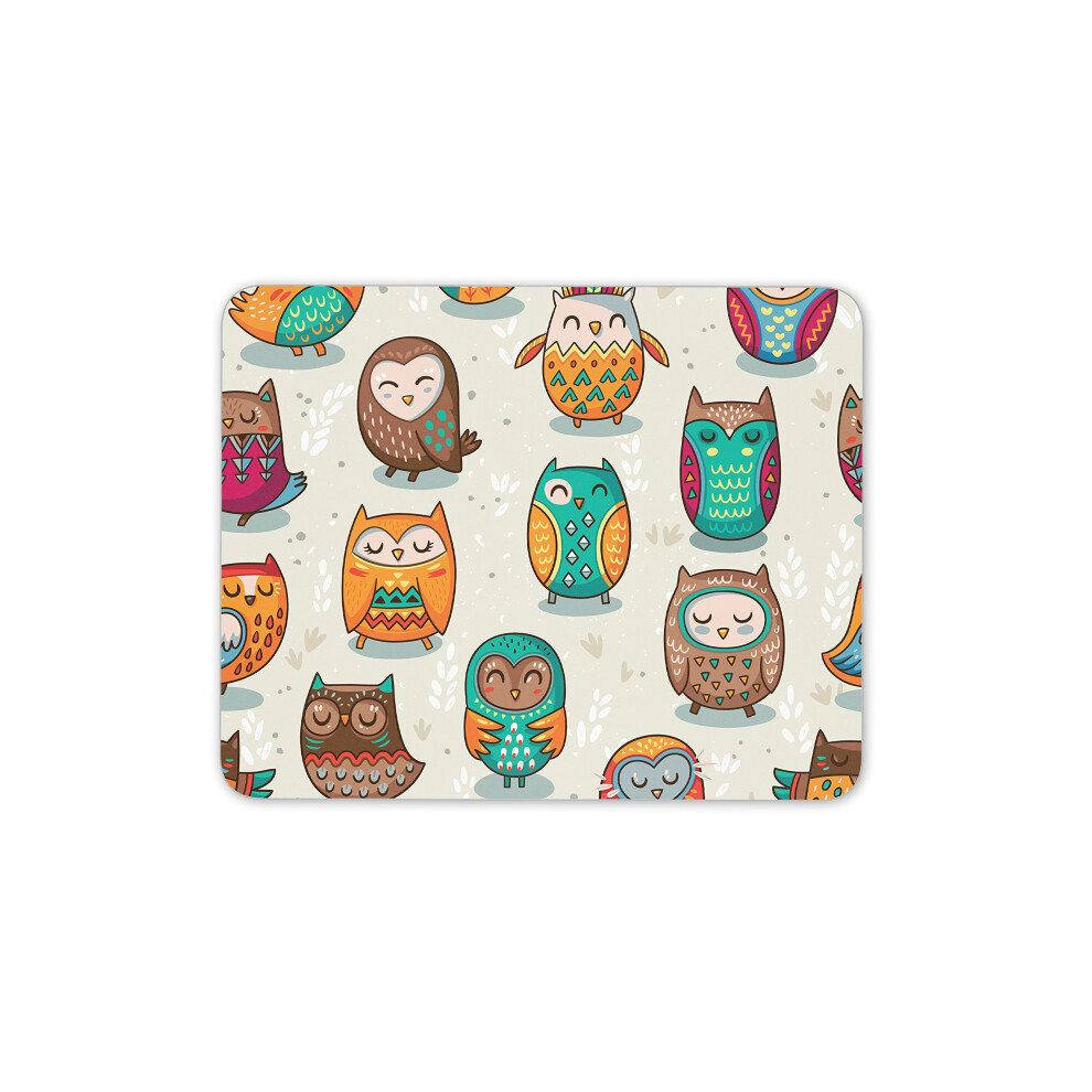Destination Vinyl Ltd Cute Cartoon Owls Mouse Mat Pad - Owl Bird Mum Sister Aunty Gift Computer #13134 7625912994822