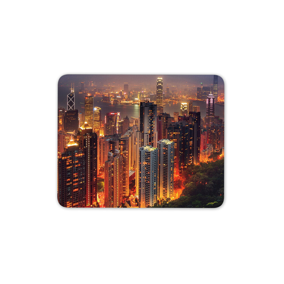 Hong Kong Night Scene Mouse Mat Pad - City Cityscape Computer #13150 7625900460766