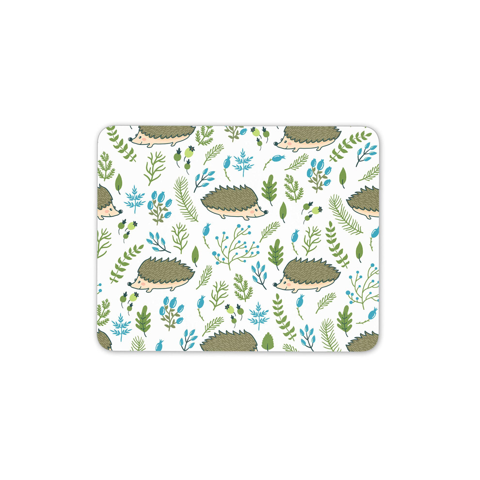 Destination Vinyl Ltd Cute Hedgehog Mouse Mat Pad - Wildlife Woodland Fun Computer #15425 Green 7625896390153