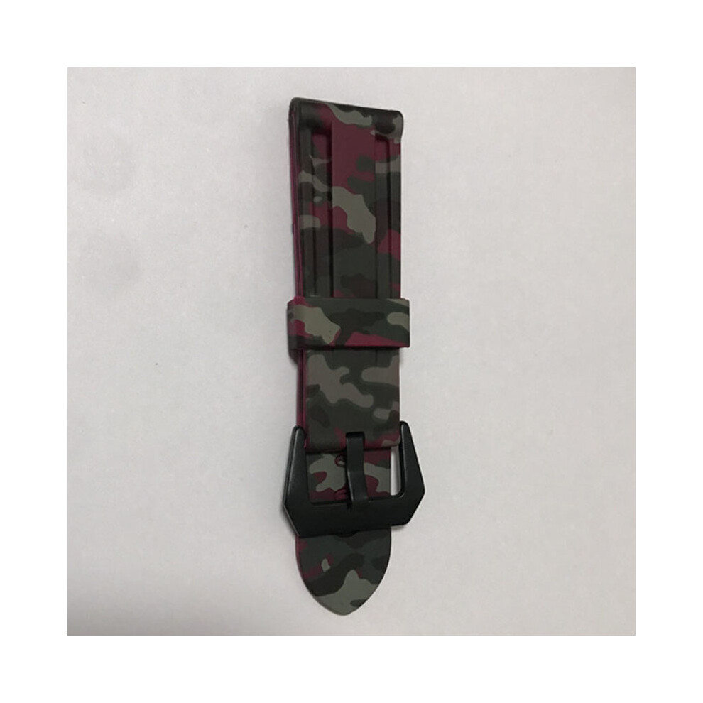 Red (Red) Camouflage Silicone Strap 24Mm For Panerai Pam368 389 11 Strap Replacement