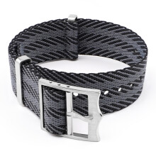 (Black+Grey, 20MM) Nylon Strap For One Over Tudor Biwan Small Red Flower Canvas Strap