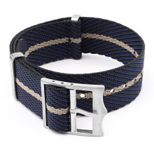(Blue+Beige, 22MM) Nylon Strap For One Over Tudor Biwan Small Red Flower Canvas Strap
