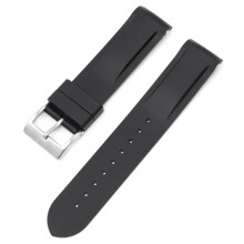 (Black) 20MM Strap For The Swatch Omega Joint Moon Planet Curved Centre Square Buckle