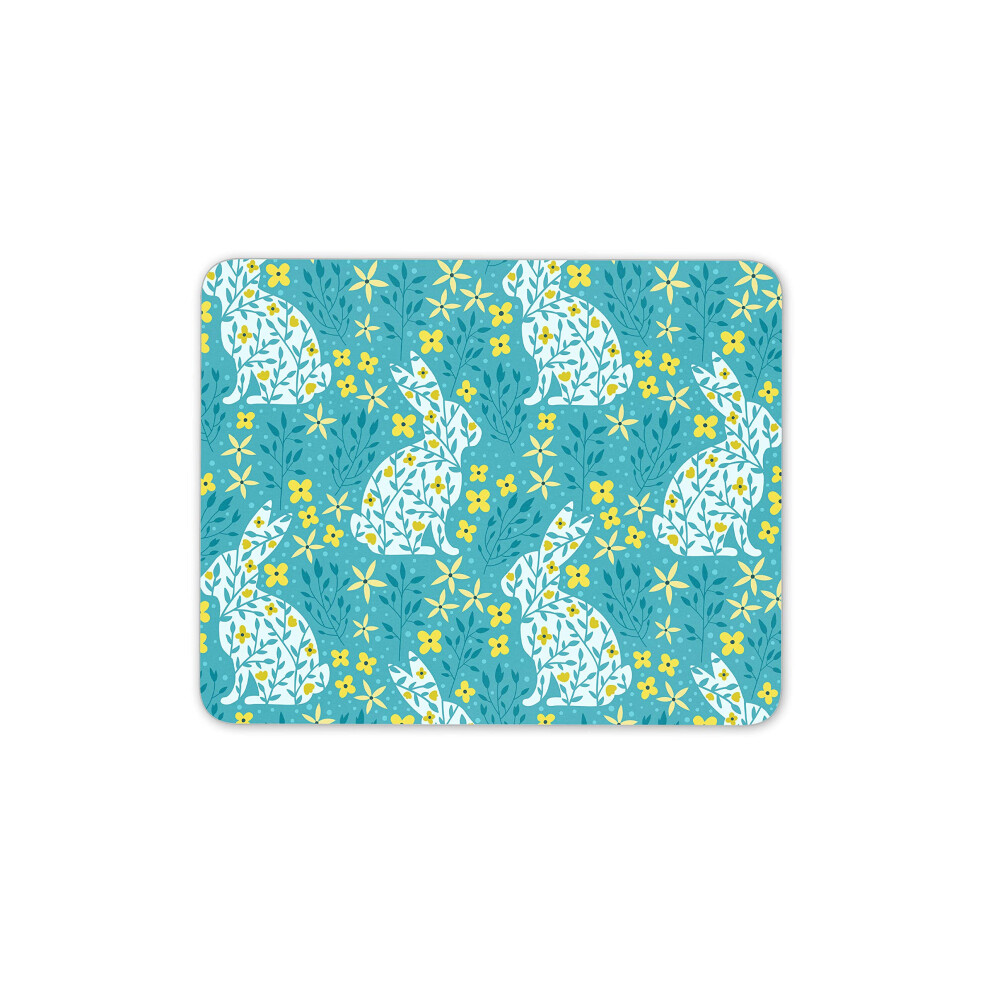 Destination Vinyl Ltd Pretty Rabbits Mouse Mat Pad - Bunny Cute Flowers Computer #15434 Blue 7625900495447