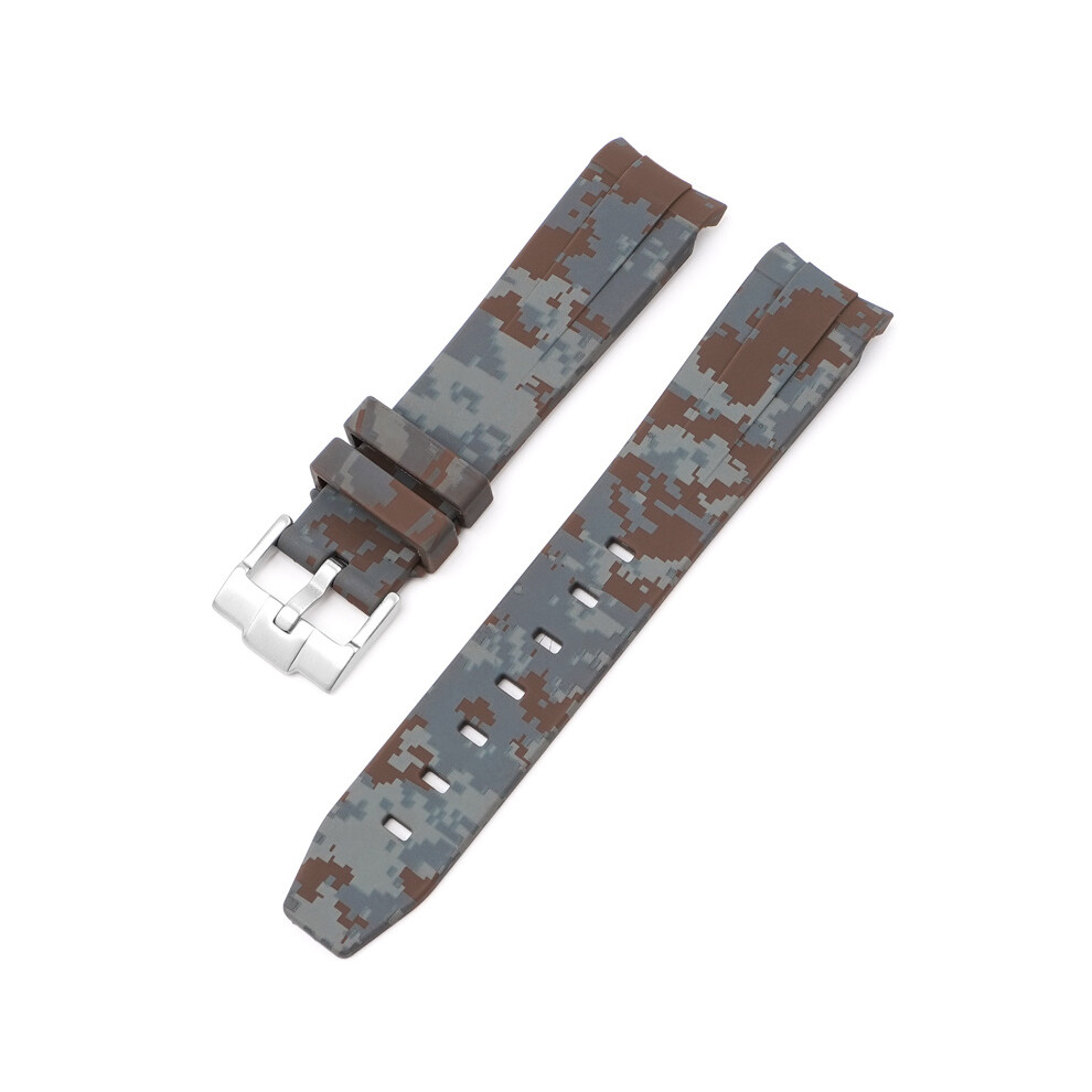 (Brown) Strap For Rolex Black And Green Aquaman Arc Mouth Silicone Digital 20MM Strap