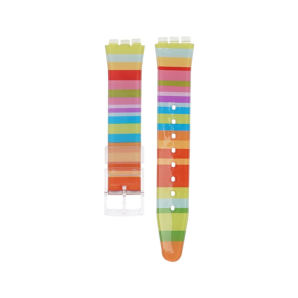 (Colour, 17MM) Rainbow Strap For Swatch Replacement PVC Strap Accessories 17/19MM