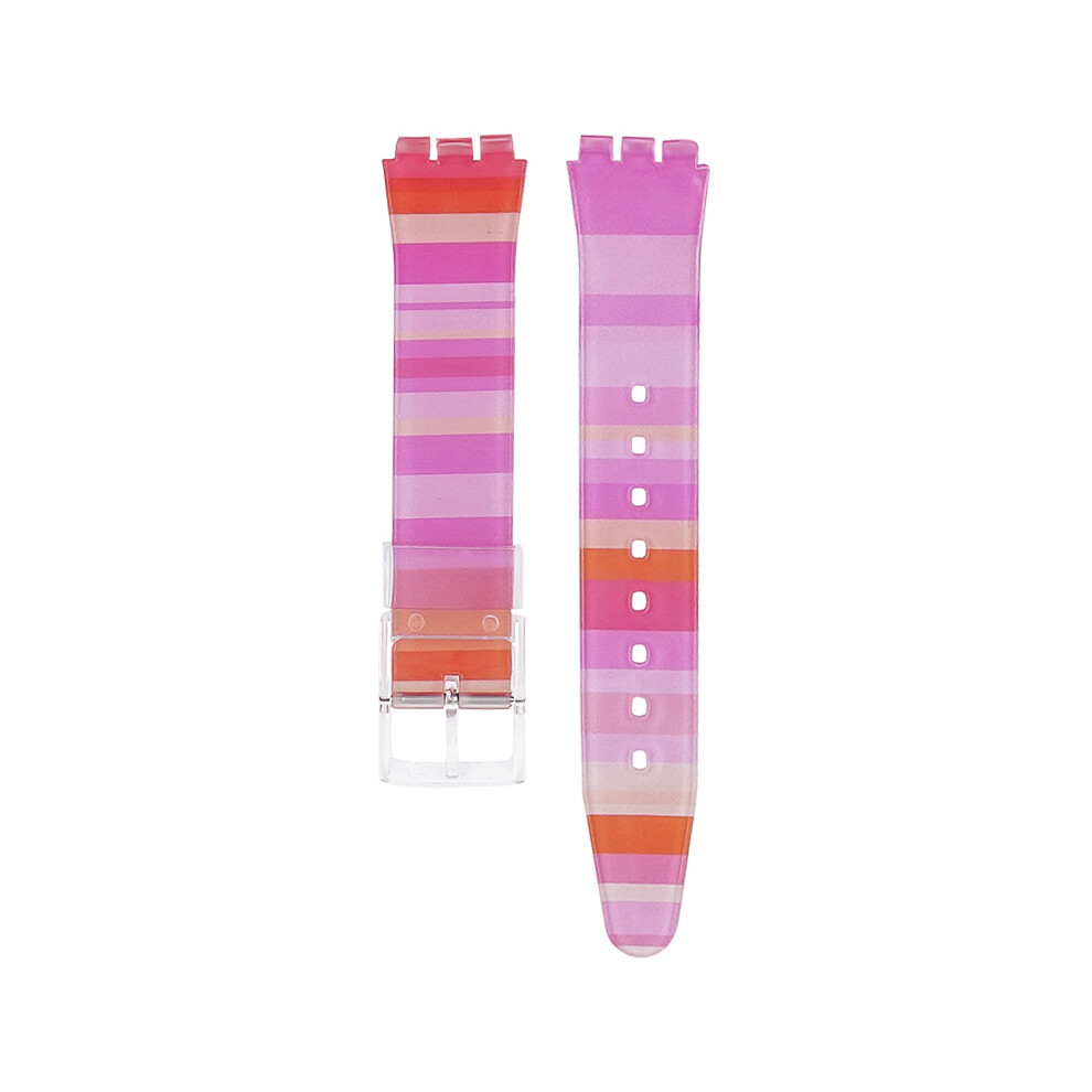 Pink (, 17Mm) Rainbow Strap For Swatch Replacement Pvc Strap Accessories 17/19Mm