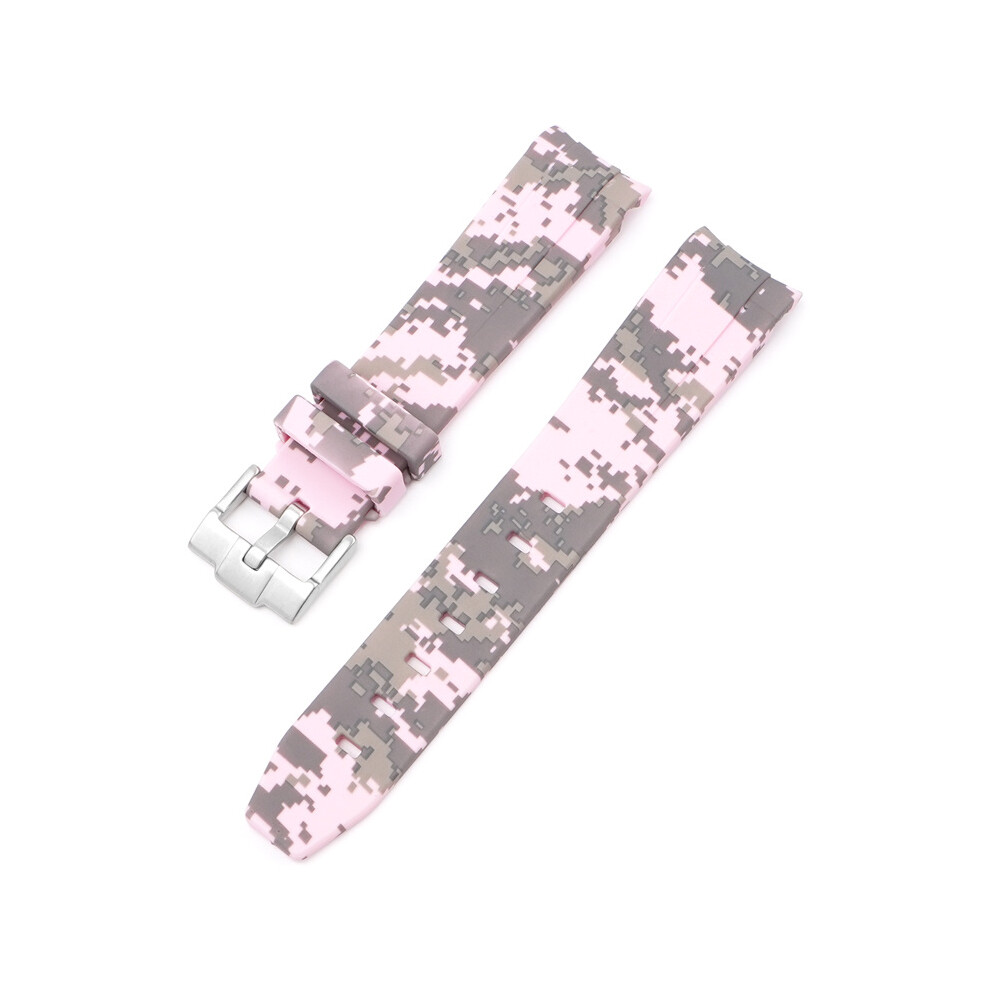 (Pink) Strap For Rolex Black And Green Aquaman Arc Mouth Silicone Digital 20MM Strap